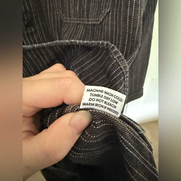Gustin #8 Japan Wabisabi Workshirt Gray Stripe Button Down Shirt Long Sleeve XXL - Picture 8 of 9